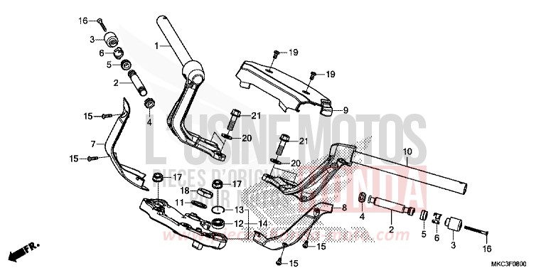 HANDLE PIPE/TOP BRIDGE for Gold Wing DARKNESS BLACK METALLIC (NH463) from 2018